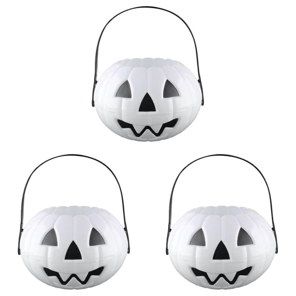 1-4PC Pumpkin Bucket Halloween Candy Holder with Handle for Trick or Treat Decorations 6.3x5.5 Inch Pumpkin Shape Candy Container Party Supplies
