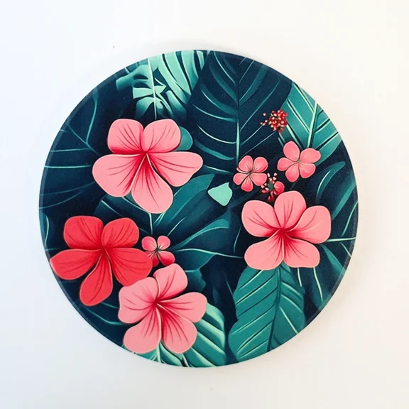 1/4PCS Flower Coasters Ceramic Wooden Anti-slip Absorbent Pad Drink Cup Mats Heat Insulation Kitchen Item Accessories Decoration