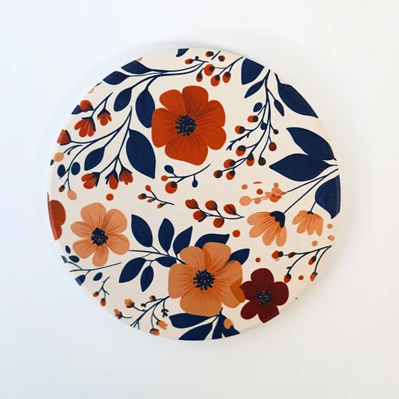 1/4PCS Flower Coasters Ceramic Wooden Anti-slip Absorbent Pad Drink Cup Mats Heat Insulation Kitchen Item Accessories Decoration