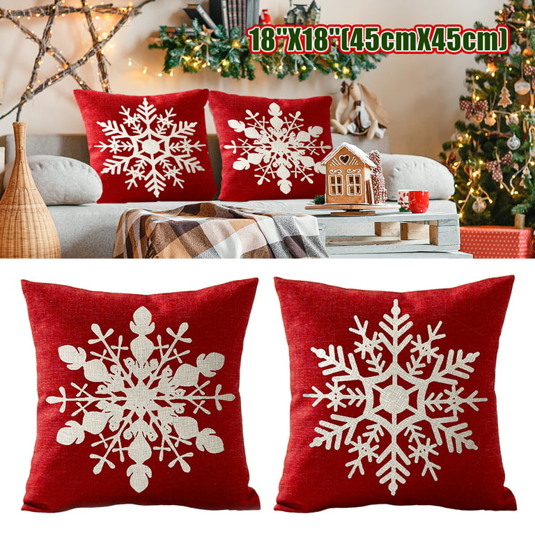 1/4PCS Merry Christmas Throw Pillow Covers Deer Snowflakes Snowman  Decorative Pillow Covers for Sofa Couch Bed and Car Throw Pillow Covers 