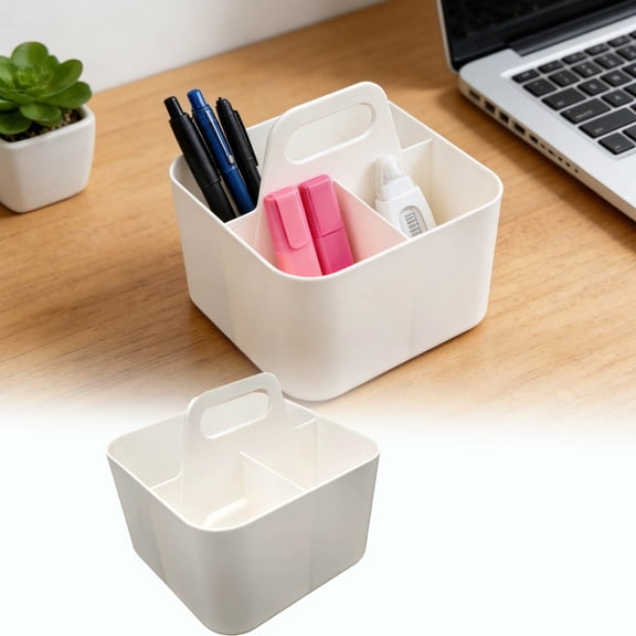 1-4Pcs 5 Inch 3 Compartment Multiuse Caddy Organizer with Handle - Art Craft Desk Stationery Pen Holder,Storage, Portable Handheld Basket