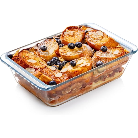1.4QT Deep Glass Baking Dish, Rectangular Glass Baking Pan for Oven, Deep Clear Bakeware (1.4QT)