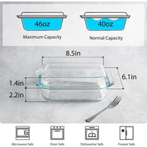 1.4QT Glass Casserole Dish with Lid, Rectangular Oven Safe Dish for 1-2 Servings