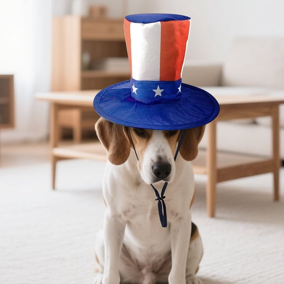 1 4Th of July Dog 4Th of July Pet Hat 11 X 6 X 4 Inch Red White and Blue Small Dog Adjustable Patriotic Pet Accessory for 4Th of July Party Single Pack