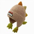 thumbnail image 1 of 1-4Years Kids Winter Knit Dinosaur Hat with Earflaps, Cute Warm Beanie for Boys Girls, 1 of 9