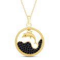 thumbnail image 1 of 1/4ct Black Diamond Dolphin Pendant 18" Necklace in 10K Solid Yellow Gold Finish, 1 of 4