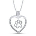 thumbnail image 1 of 1/4ct Heart Paw Pendant 18" Necklace Round Moissanite Solid 925 Sterling Silver, 1 of 3