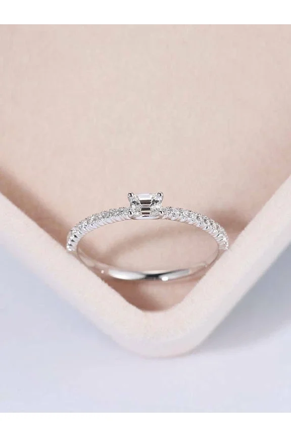 1.4ct Simulated Diamond Engagement Ring Minimalist White Gold Plated