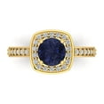thumbnail image 1 of 1.335 ct Round Cut Simulated Blue Sapphire with Simulated Diamond Halo Accents 14K Yellow Gold Womens Engagement Ring, 1 of 5