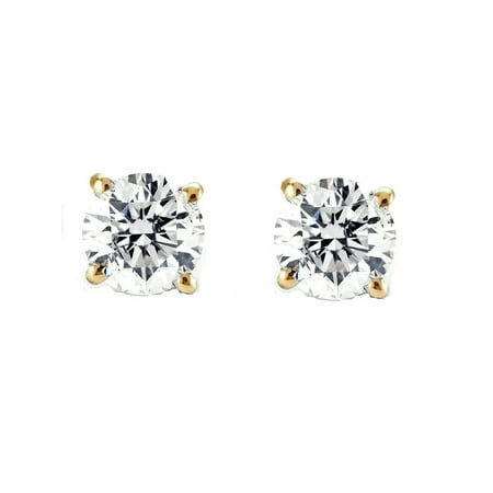 1/4ct tw Round Diamond Stud earrings in 14K Yellow Gold