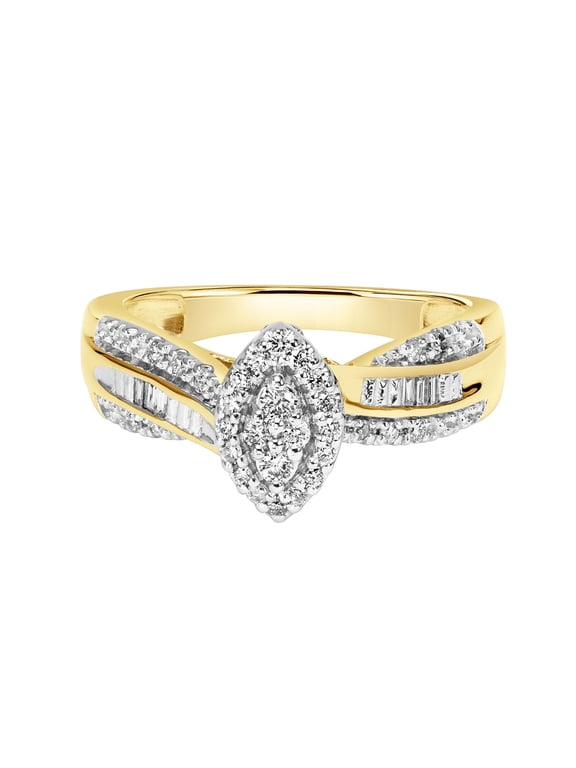 1/4ctw 14KT Yellow Gold Marquise Genuine Certified Diamond "Iris" Engagement Ring by Keepsake (H-I)