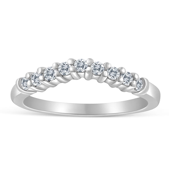 1/4ctw Chevron Diamond Wedding Band in 10k White Gold