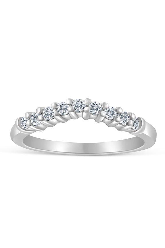 1/4ctw Chevron Diamond Wedding Band in 10k White Gold
