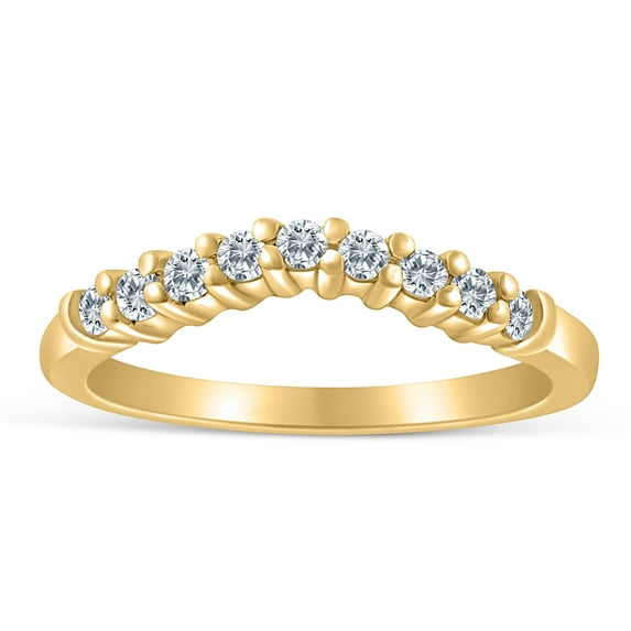 1/4ctw Chevron Diamond Wedding Band in 10k Yellow Gold