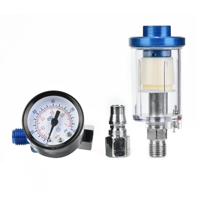 1/4in Air Inlet Pressure Regulator Inline Water Oil Trap Filter