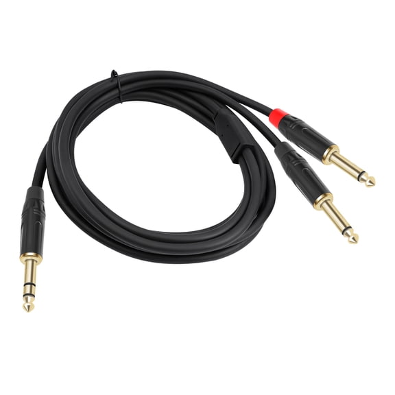 1/4inch 6.35mm Stereos to Two Insert Y Splitter Cable for Effects Processors and Sound Systems