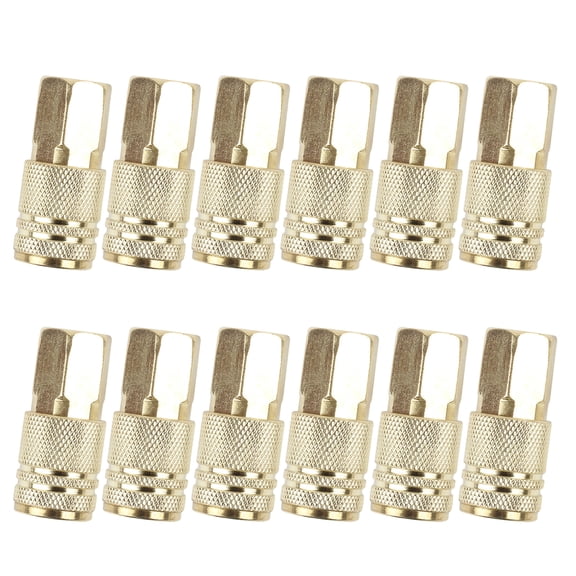1/4inch Brass Female Air Hose Fittings Air Compressor Connectors Pack of 12 for Secure Connection in Industrial Setting