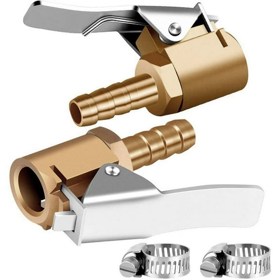 1/4inch Brass Tire Inflator Lock on Air Chuck,Mini Compressor Chuck Hose End for Repair-2Pack