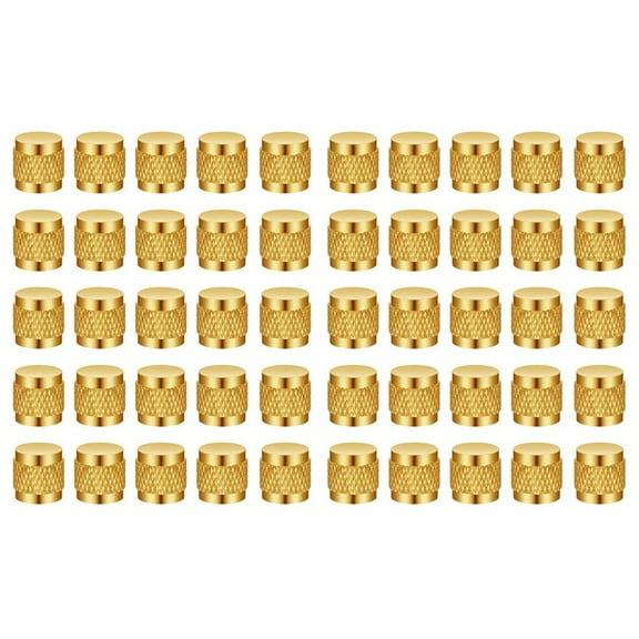 1/4inch Flare Cap, Round Brass HVAC Locking Caps, W/Neoprene O-Ring Seal AC Service Valve (50 Pcs) A