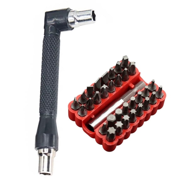 1/4inch Hexagonal Screwdriver Bit Set with L-Shaped Handle for Auto Repair & Home Maintenance