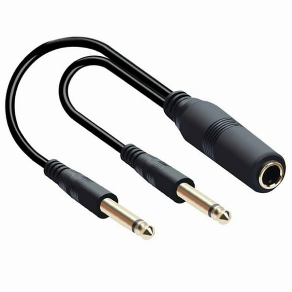1/4inch Stereo Splitter Y Cable, 6.35mm Male Plug to Dual 6.35mm Female Jacks Gold Plated Plug Stereo Audio Y Splitter