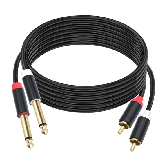 1/4inch to 2RCA Sound Cable 6.35mm to Double 2RCA Insert Cable Y Splitter Cable Bidirectional Interconnection