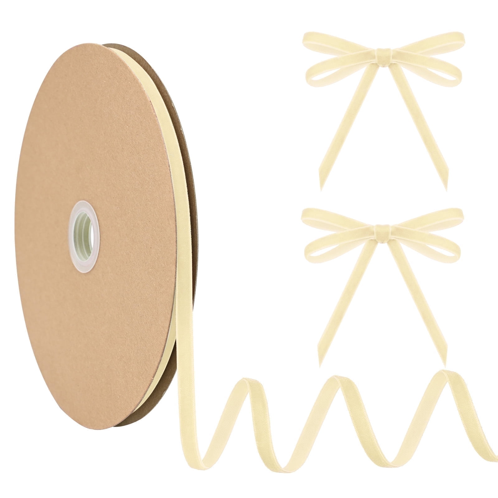 Slub Ribbon LoomJoyz 1/4 inch x 25 Yards Velvet Ribbon, Vintage Style ivory, for ...