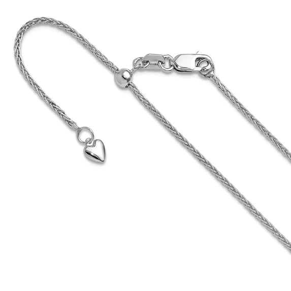 1.4mm 14k White Gold Lobster Claw Closure Adjustable Wheat Chain Necklace 22 Inch Chain Necklace for Women and Men