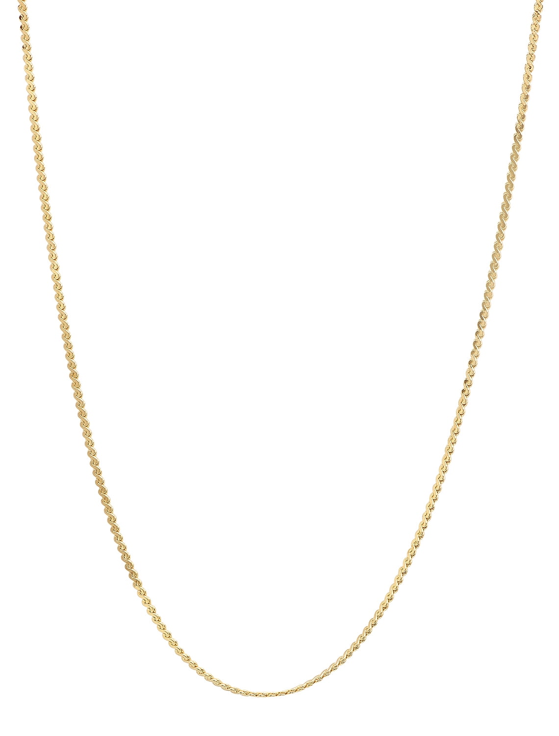 14k Yellow Gold Plated Flat Serpentine Chain Necklace, 22