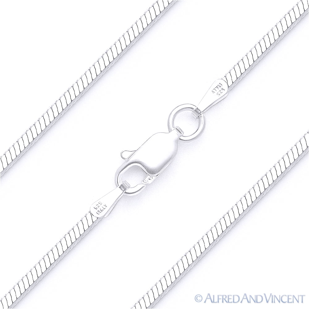 1.4mm 4-Sided Snake Link Italian Chain Bracelet in Solid
