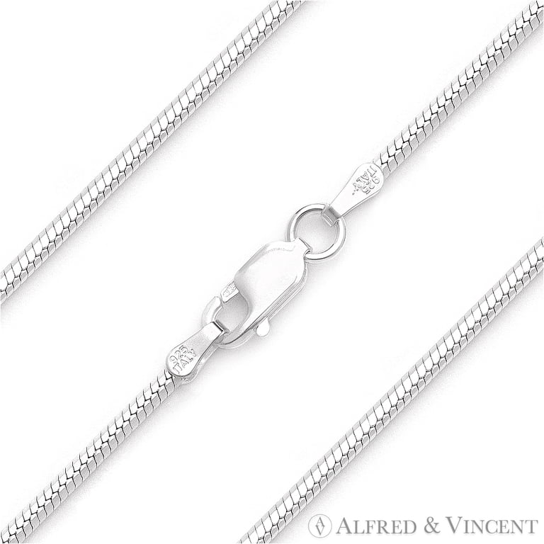 1.4mm 8-Sided Ocatagon Snake Link Chain Necklace in .925 Sterling