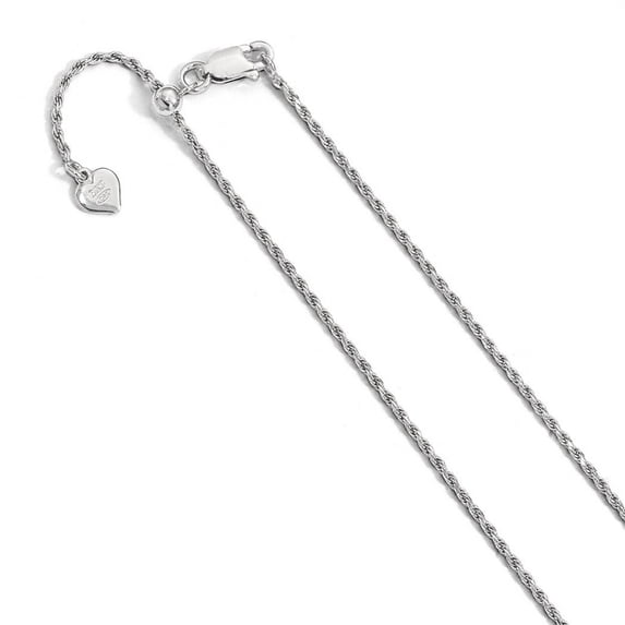 1.4mm 925 Sterling Silver Polished Lobster Claw Closure Adjustable Rope Chain Necklace 22 Inch - Chain Necklace for Wome