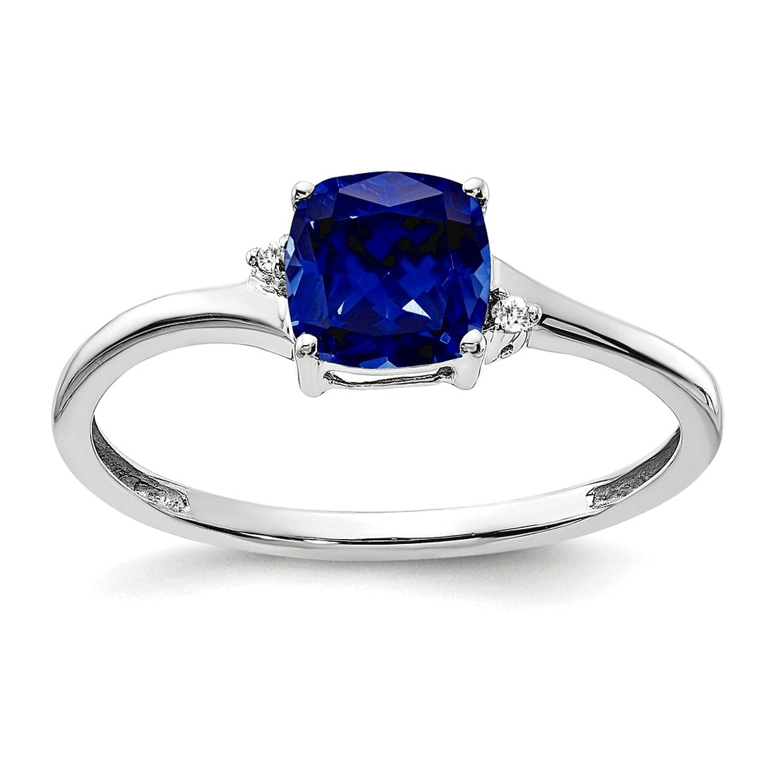 1.4mm 925 Sterling Silver Rhodium Plated Created Sapphire and Diamond ...