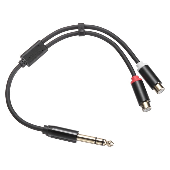 1/4mm to RCA Cable, 1ft TS Male to RCA Male Stereo Audio Cable 6.35mm RCA Y Splitter