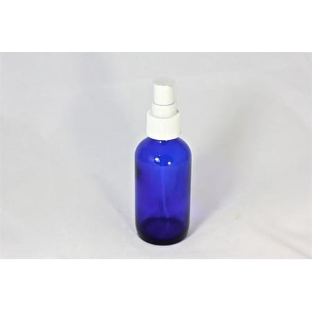 1- 4oz Cobalt Blue Boston Round GLASS Spray Bottle WHITE Fine Mist Sprayer