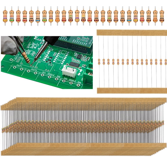 1/4w 25 Values 2000pcs with 5% Carbon Resistor Assortment Kit and Electrical Industrial Assorted Set for LED Lights (1 Ohm - 1M Ohm)
