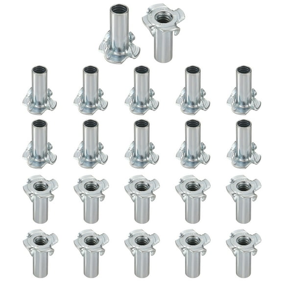 1/4x10mm T-Nuts 4 Pronged 0.68" x 0.89" Tee Nut Carbon Steel Half Thread 50packs