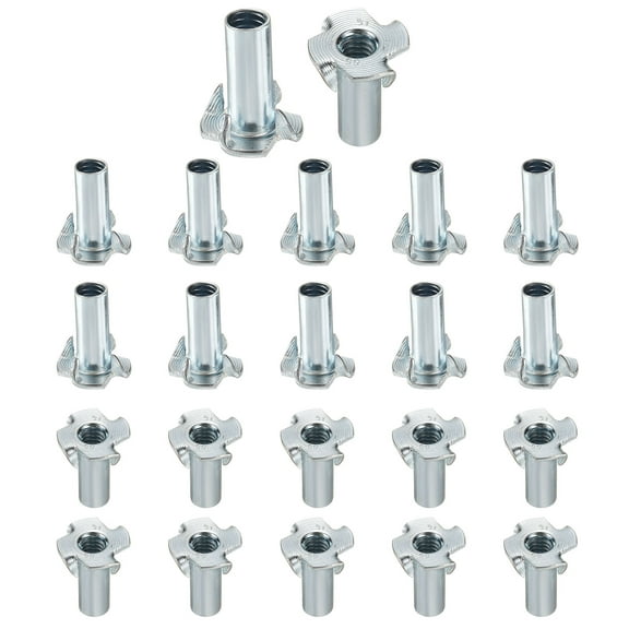 1/4x11mm T-Nuts 4 Pronged 0.68" x 0.43" Tee Nut Carbon Steel Half Thread 50packs