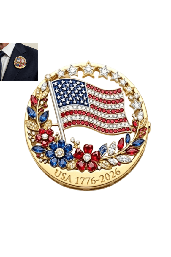 1/5/10/20PCS US 250th Anniversary Enamel Brooch Pin, American Flag Lapel Pin, 1776-2026 Patriotic Floral Star Badge USA Patriotic Brooches For Backpack Hat Bag Souvenir Gifts