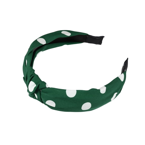 Vocoste Polka Dot Headband, Knotted Headband for Women Top Knot Elastic Hairband Non-Slip Wide Hair Hoop Green