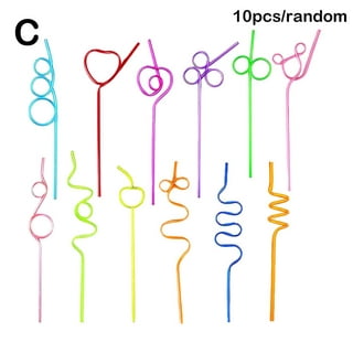Reusable Artistic PVC Pet Curly Crazy Drinking Straws Christmas