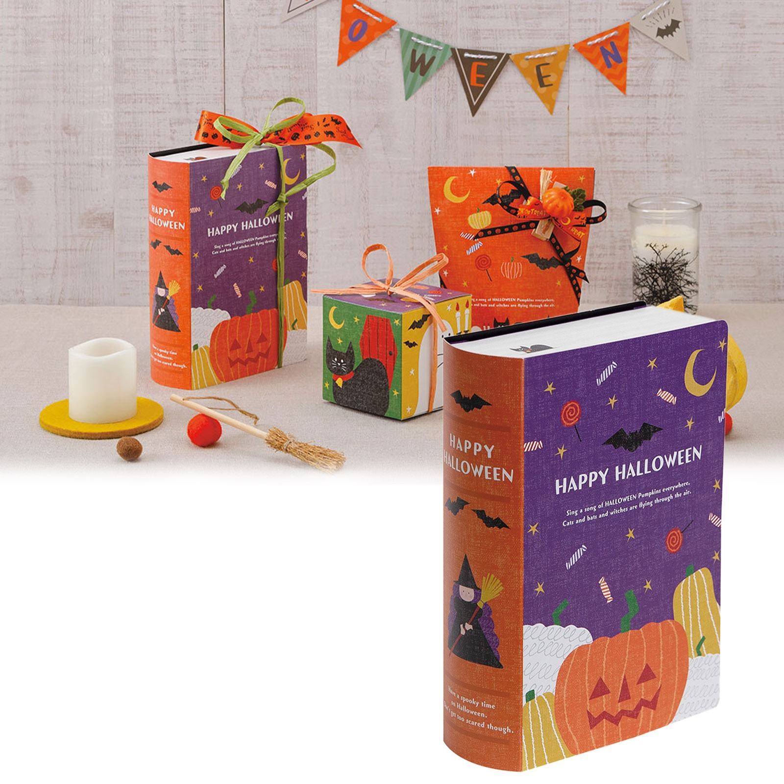 1/5/10pcs Halloween Book Packaging Box Book Shape Candy Bags Halloween