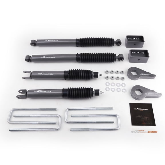 1.5"-2" Adjustable Leveling Lift Kit for Chevrolet Silverado 1500 4WD 1999-2006, GMC Sierra 1500 4WD 1999-2007, Nitrogen Charged Suspension Shocks & Torsion Keys, SKU 67424126