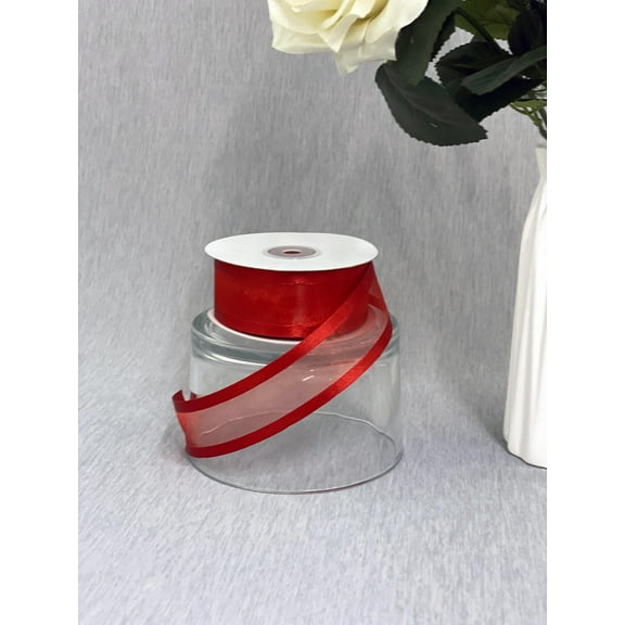 1.5" 25 Yard Organza with Satin Edge Ribbon 1 Roll (Red)