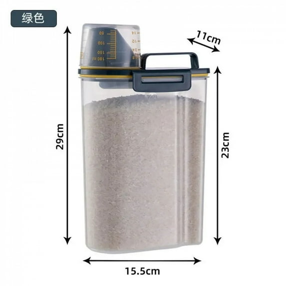 1.5/2L Waterproof Pet Food Storage Tank with Measuring Cup Sealed Container Leakproof Portable Buckets Dog Cat Feeder Dispenser
