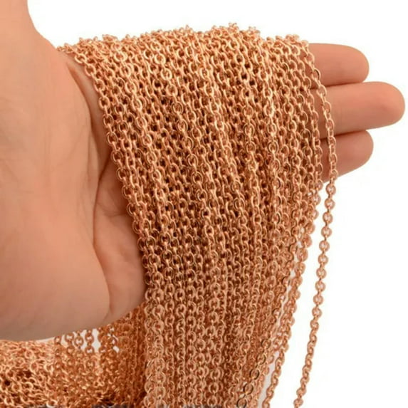 1.5-3.2mm Women's Wholesale Lots Rose Gold Stainless Steel Plated Rolo Chain