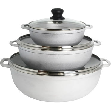 1.5/3.5/7.0qt Cast aluminum Caldero 3pc Set with Glass Lid - 18/24/30cm