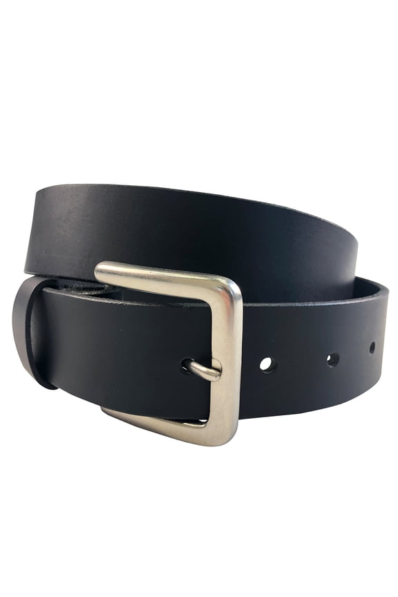 1.5"(38mm) Black Solid Buffalo Leather Belt Handmade in Canada by Zelikovitz Size: 50 for 48" Waist