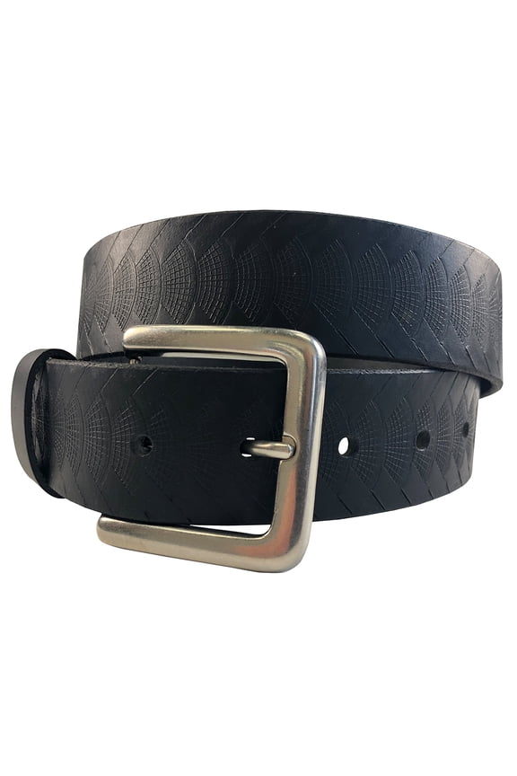 1.5"(38mm) Embossed Reptile Weave Black Buffalo Leather Belt Handmade in Canada by Zelikovitz Size 26-46 Size: 44 for 42" Waist