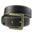 thumbnail image 1 of 1.5"(38mm) Men's Brown Solid Buffalo Leather Stitched Belt Handmade in Canada by Zelikovitz Size 26 - 60 Size: 56 for 54" Waist, 1 of 1